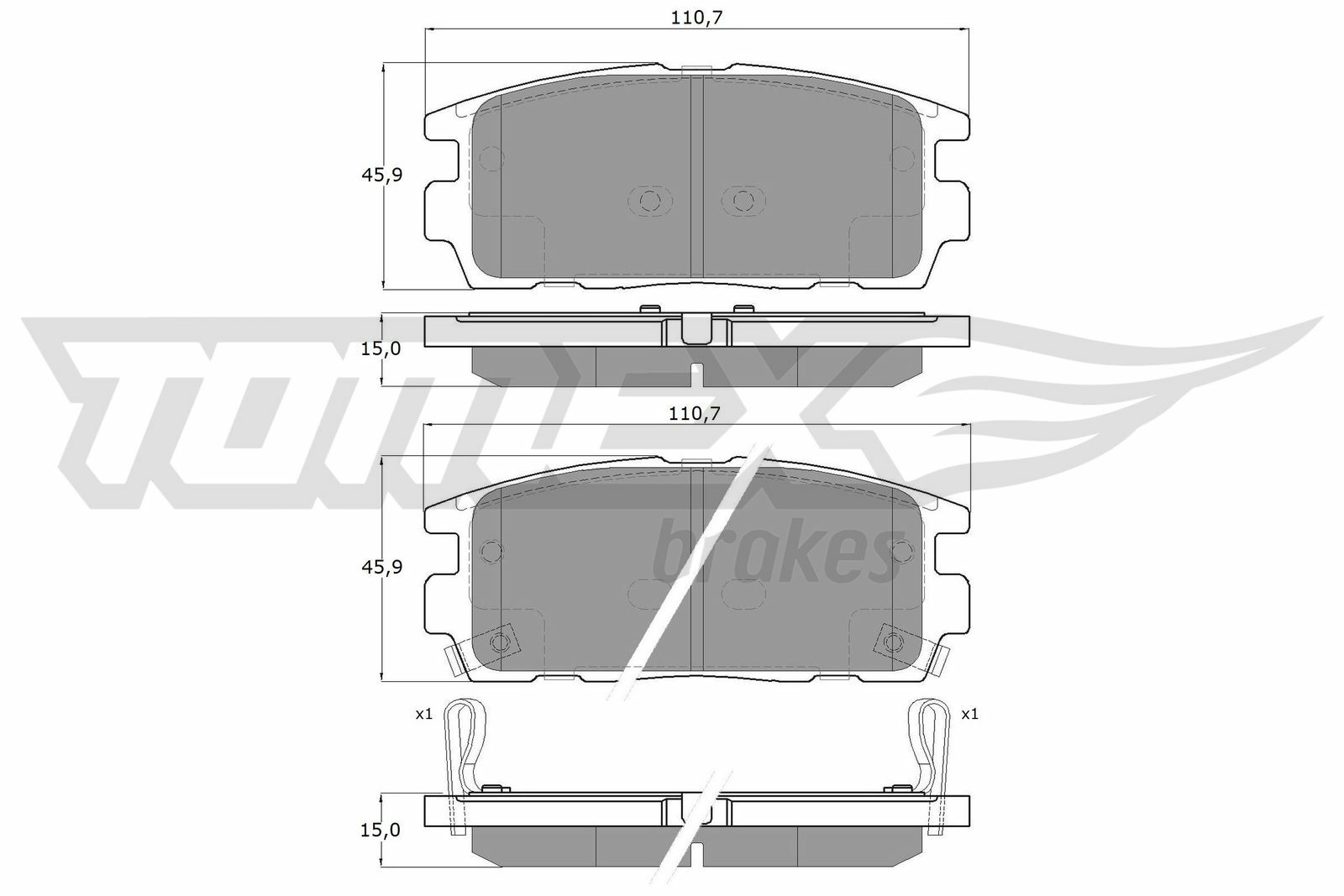 Sada brzdových destiček, kotoučová brzda TOMEX Brakes